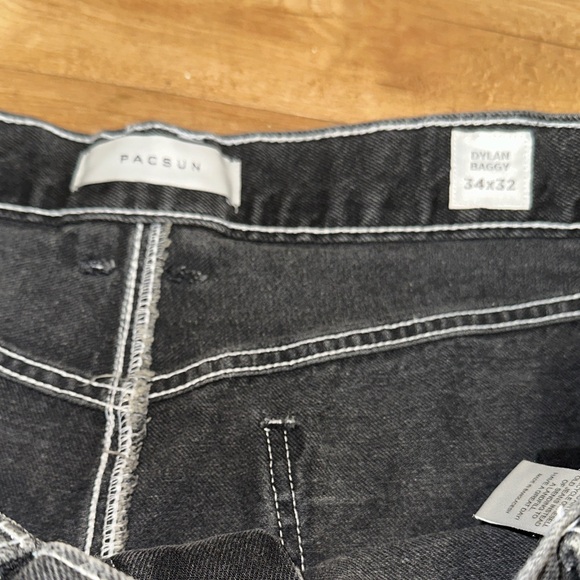 Pacsun Dylan Baggy Denim Jeans Carpenter Contrast Stitch Black 34 x 32 - Picture 5 of 7
